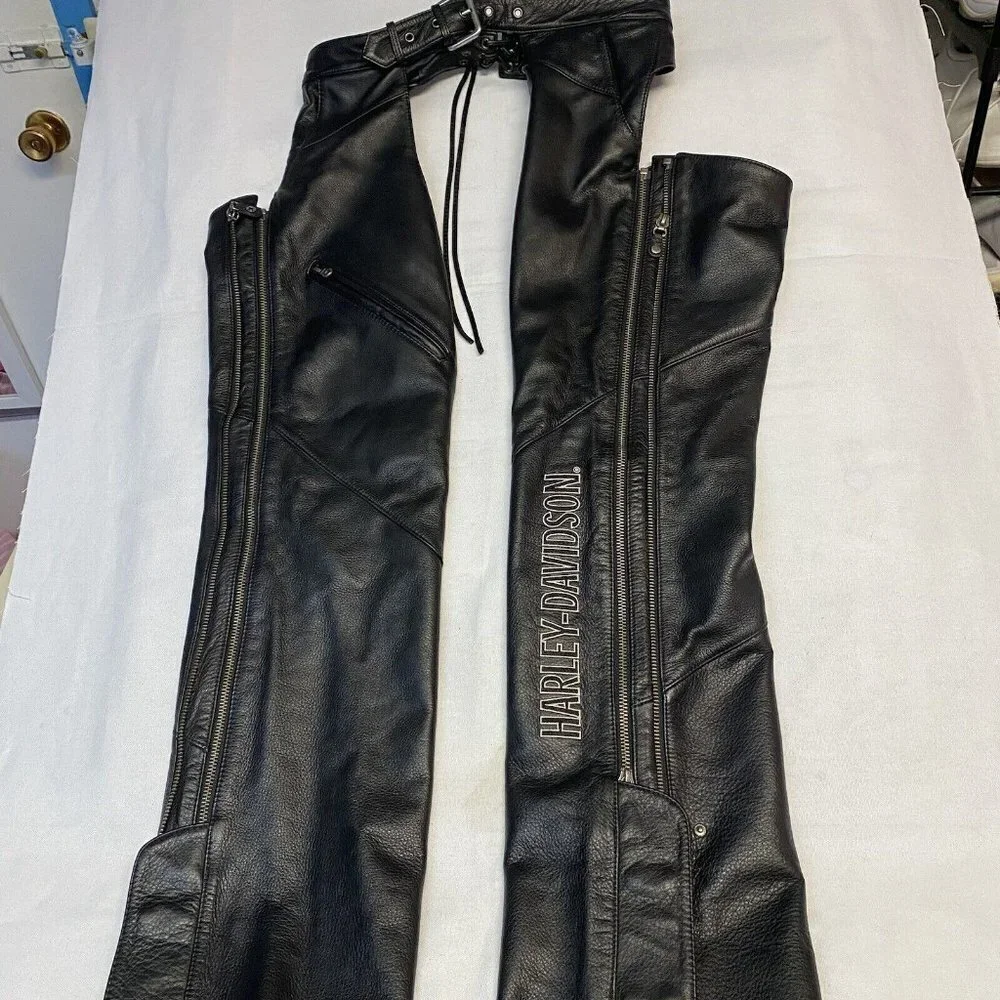 Harley-Davidson Women's Deluxe lined Leather Chaps Black XL EUC​​​​​​​ - Picture 2 of 6